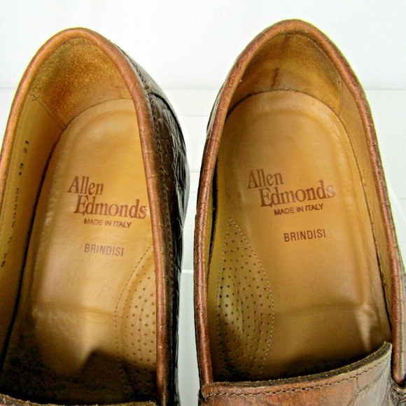 Allen Edmonds Brindisi Embossed Croc Brown Exotic Loafers Dress Shoes Men\'s 9.5 main image 4